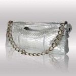 Silver python clutch