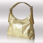 Luxury python leather gold handbag